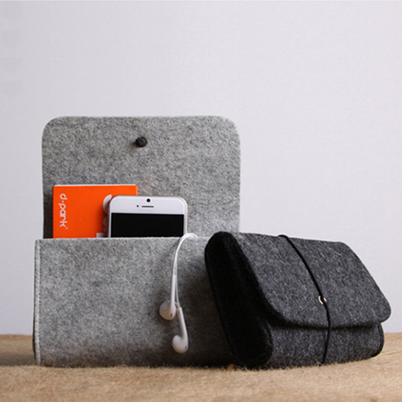 Felt Mouse Charger USB Cable Storage Bag