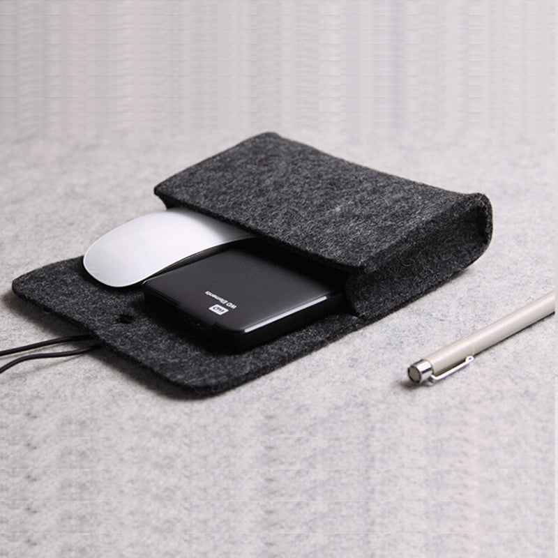 Sac de rangement en feutre pour chargeur de souris et câble USB