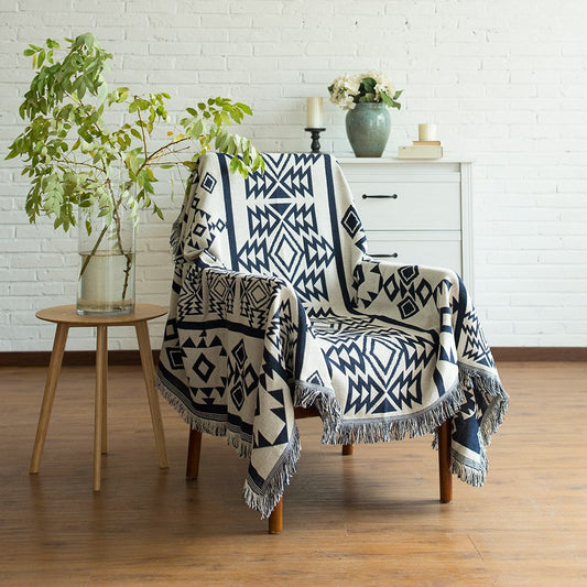 Couverture à motifs géométriques bohèmes