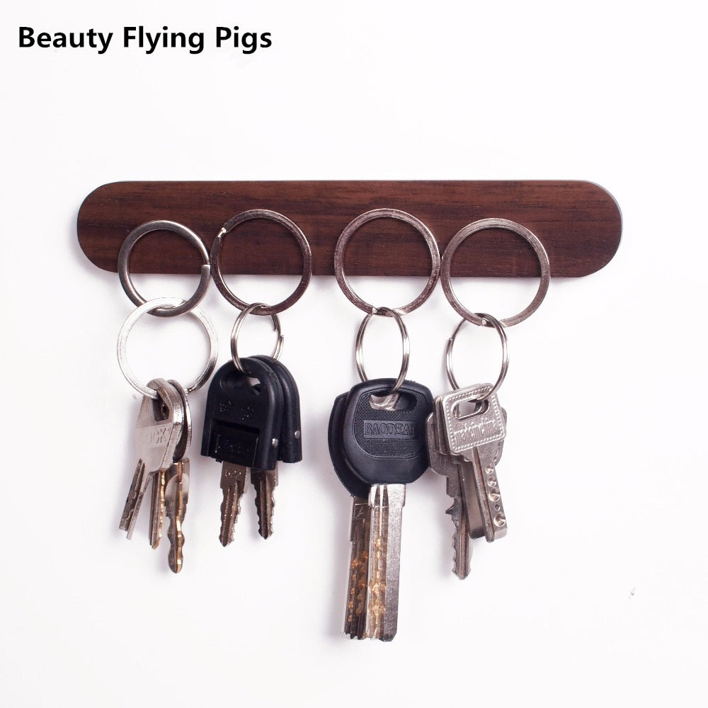 Walnut Wooden Wall Mounted Magnetic Key Organizer