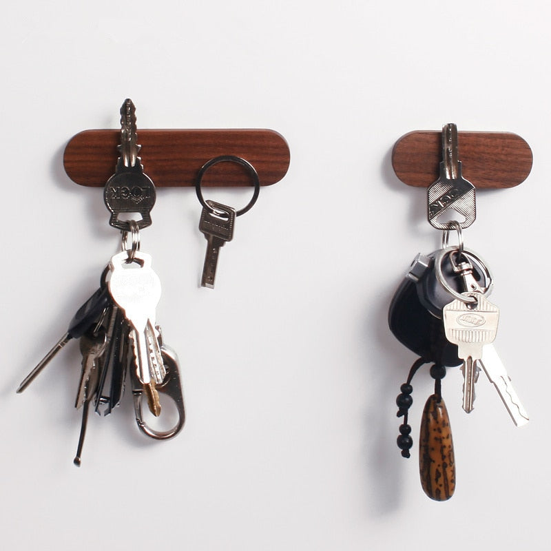 Walnut Wooden Wall Mounted Magnetic Key Organizer