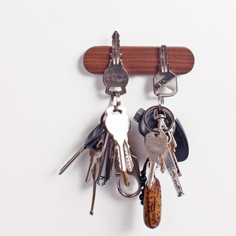 Walnut Wooden Wall Mounted Magnetic Key Organizer