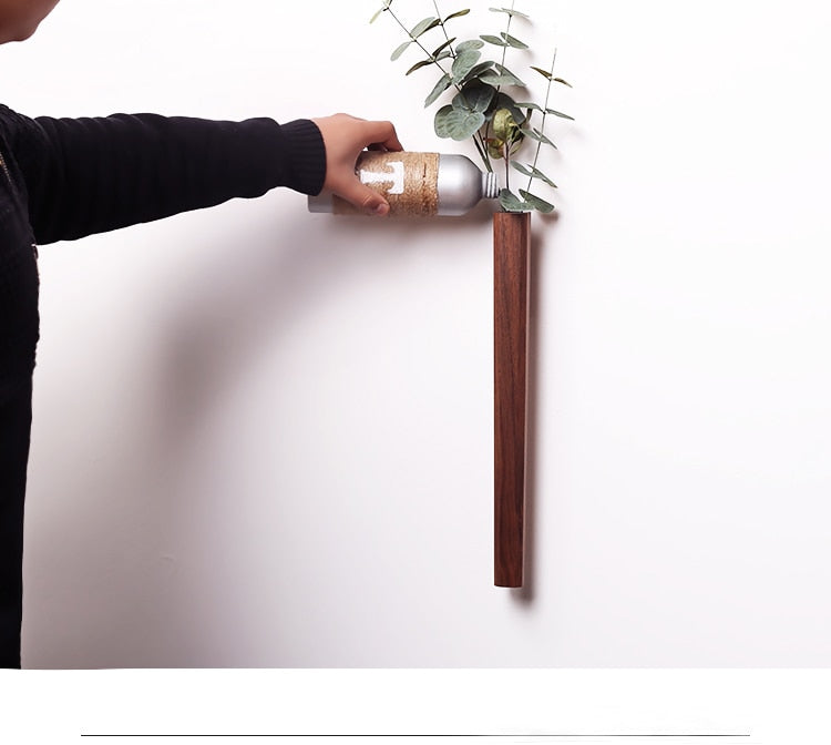 Nordic Handmade Solid Wood Wall Plant Vase