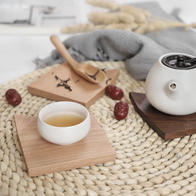 Wooden Folding Corner Tea Set Coaster