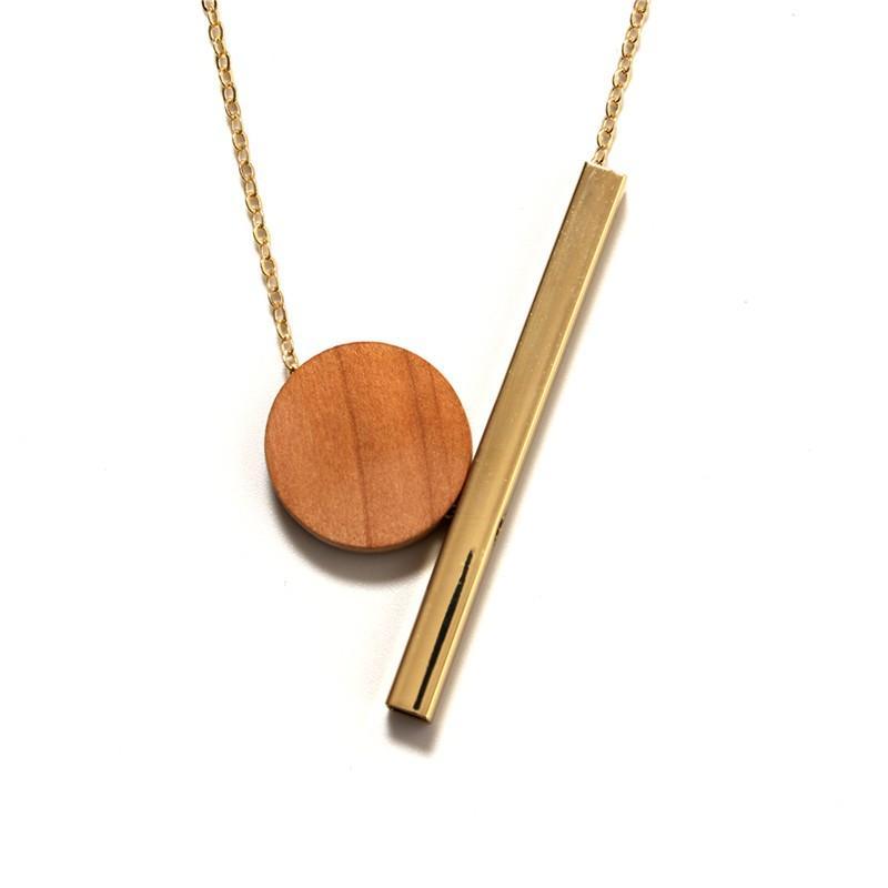 Pendentif géométrique rond en bois
