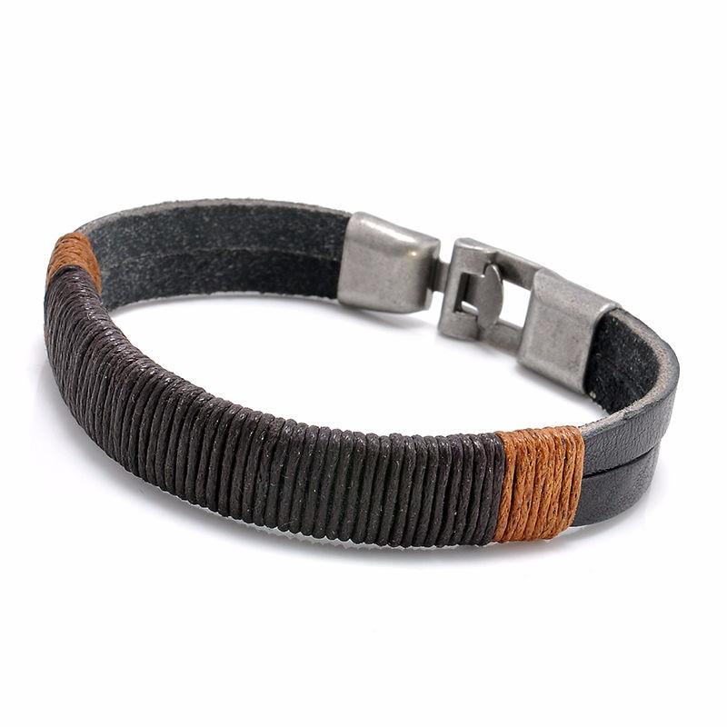 Hemp Wrapped Leather Bracelet