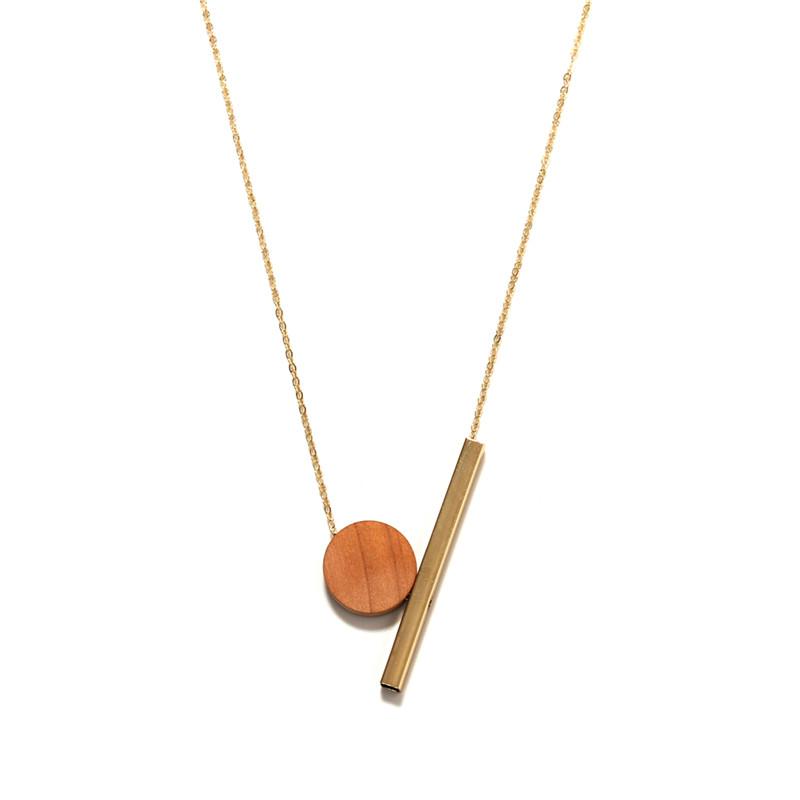 Pendentif géométrique rond en bois
