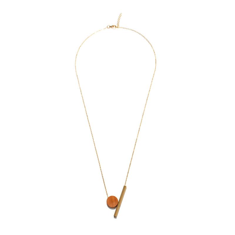 Pendentif géométrique rond en bois