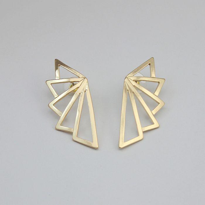 Boucles d'oreilles en forme d'éventail en forme de triangle doré