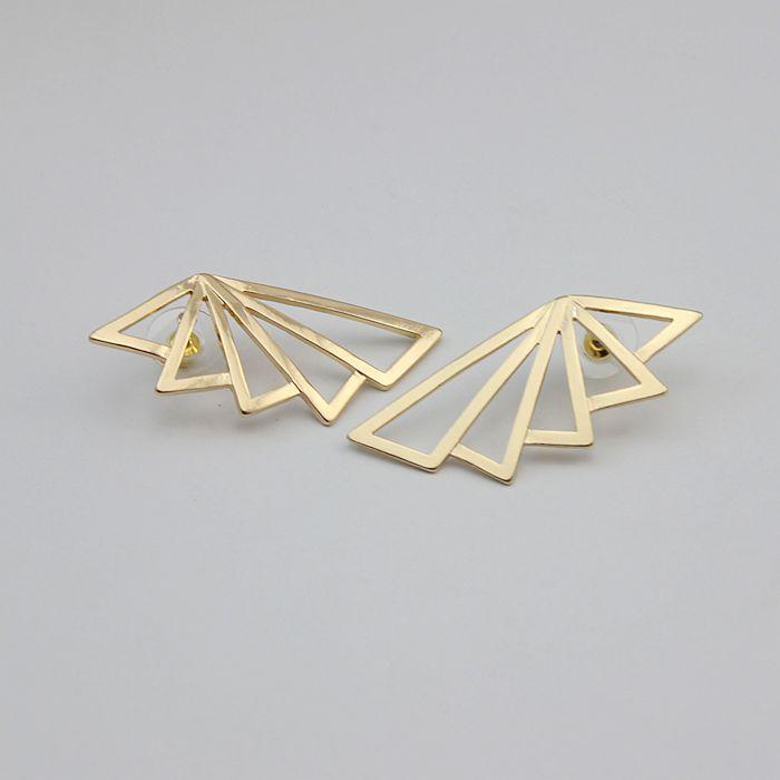 Boucles d'oreilles en forme d'éventail en forme de triangle doré