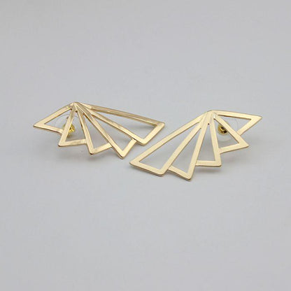 Boucles d'oreilles en forme d'éventail en forme de triangle doré