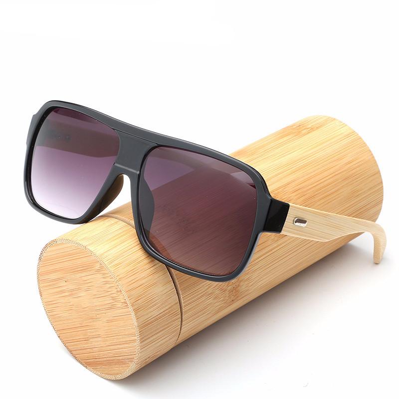 HDCRAFTER Flat Top Bamboo Sunglasses