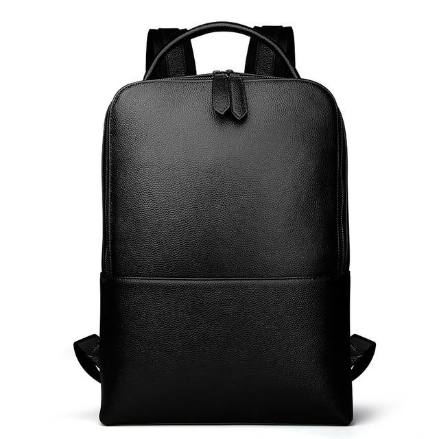 Black Minimal Leather Backpack