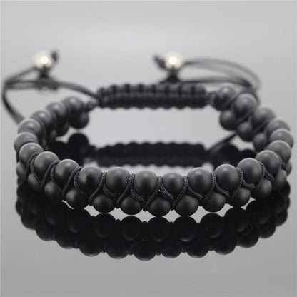 Bracelet à double rangée de perles sédimentaires