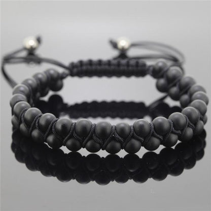 Bracelet à double rangée de perles sédimentaires