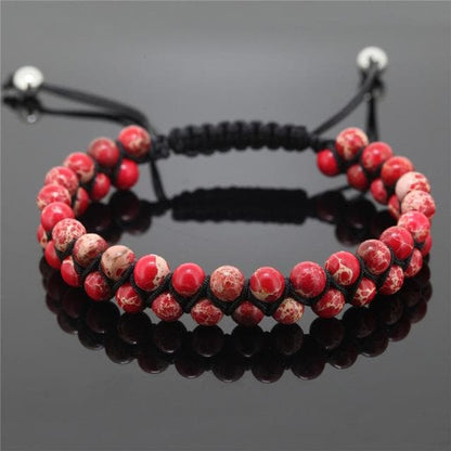 Bracelet à double rangée de perles sédimentaires