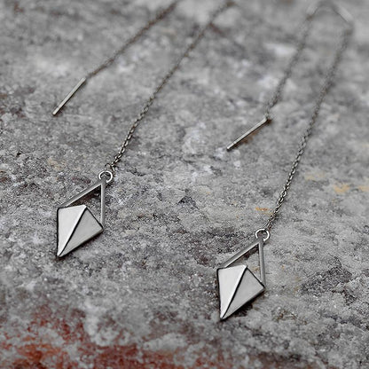 Boucles d'oreilles pendantes géométriques minimalistes en forme de losange