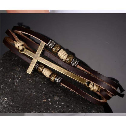 Bracelet en cuir avec croix