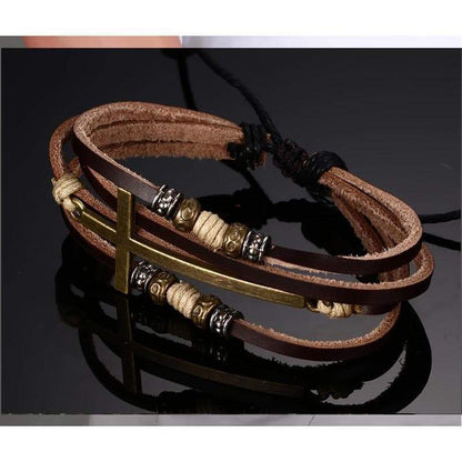 Bracelet en cuir avec croix