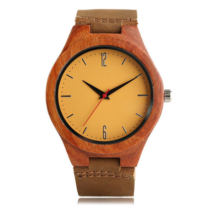 Montre-bracelet à quartz en bois de santal rouge