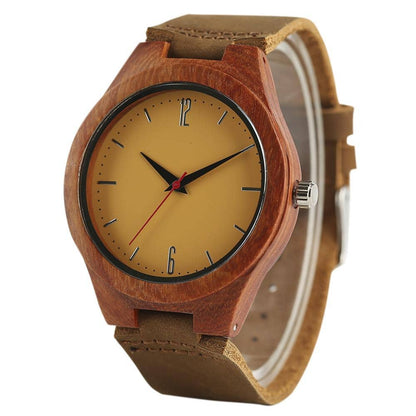 Montre-bracelet à quartz en bois de santal rouge