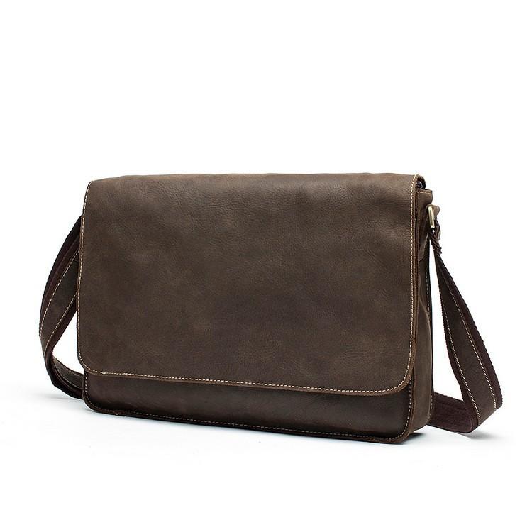 Sac messager minimaliste en cuir vintage pour ordinateur portable