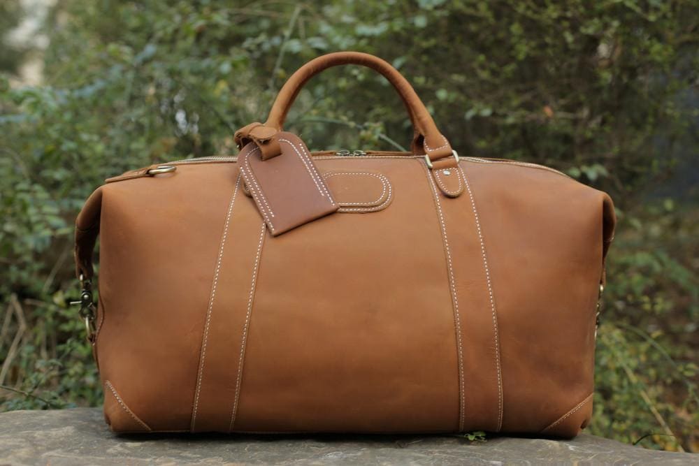 Sac de voyage en cuir véritable de style vintage, grande capacité | Sac de voyage en cuir