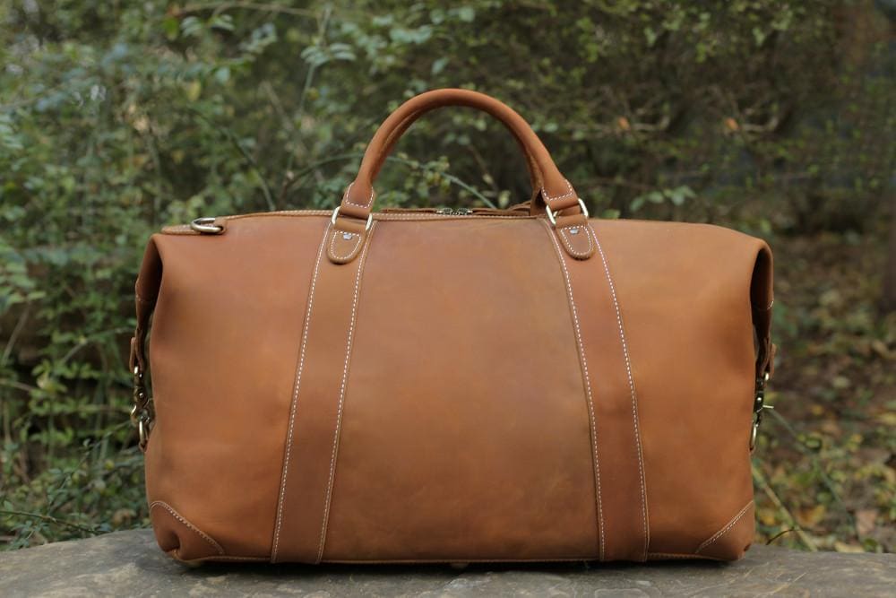 Sac de voyage en cuir véritable de style vintage, grande capacité | Sac de voyage en cuir
