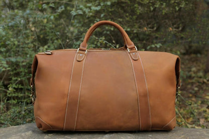 Sac de voyage en cuir véritable de style vintage, grande capacité | Sac de voyage en cuir