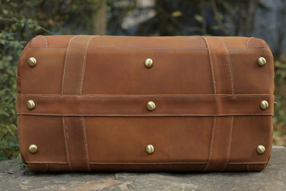 Sac de voyage en cuir véritable de style vintage, grande capacité | Sac de voyage en cuir