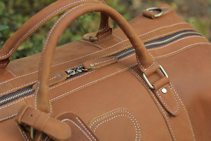 Sac de voyage en cuir véritable de style vintage, grande capacité | Sac de voyage en cuir