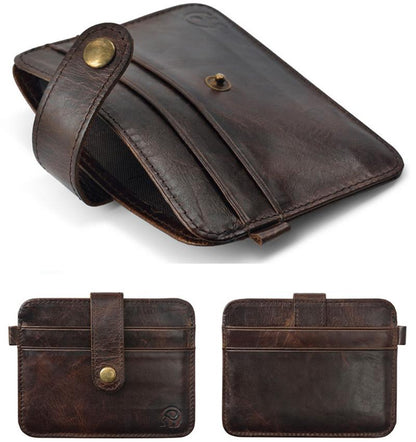 Porte-cartes de crédit et d'identité en cuir vintage