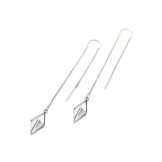 Boucles d'oreilles pendantes géométriques minimalistes en forme de losange