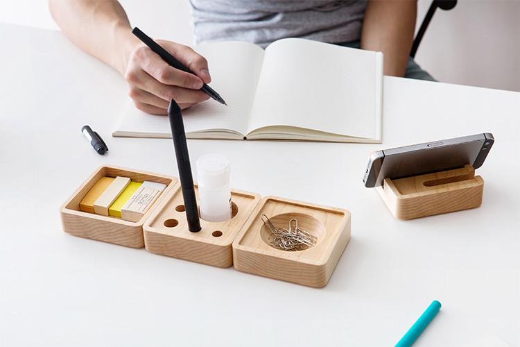 Système de rangement de bureau en bois