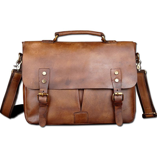 Sac messager classique en cuir naturel