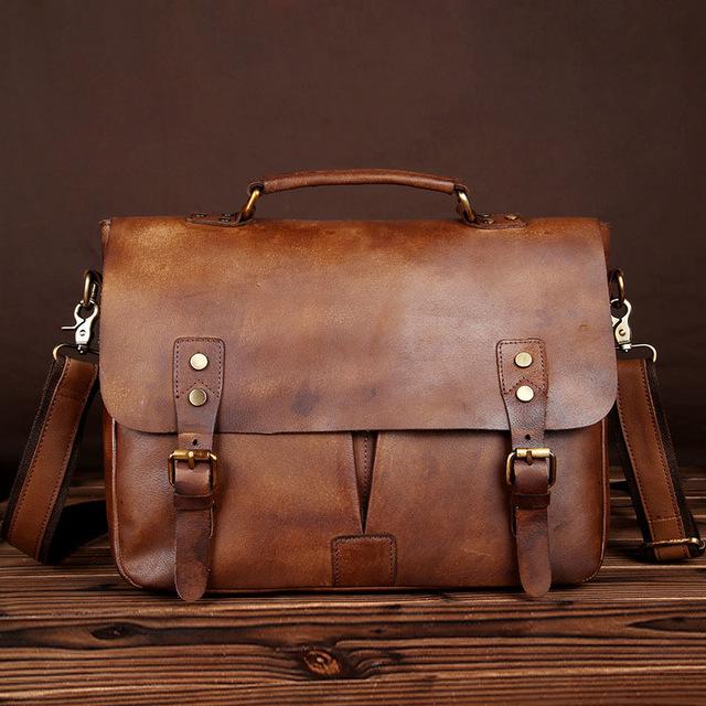 Classic Natural Leather Messenger Bag