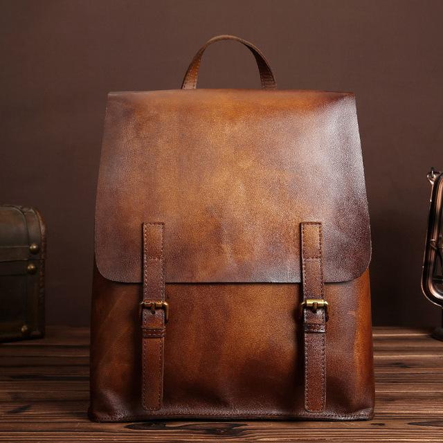 Distressed Genuine Leather Backpack