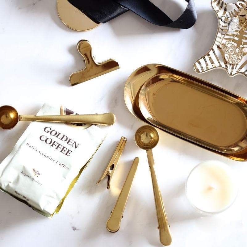 Brass Metal Clips and Coffee Scoop