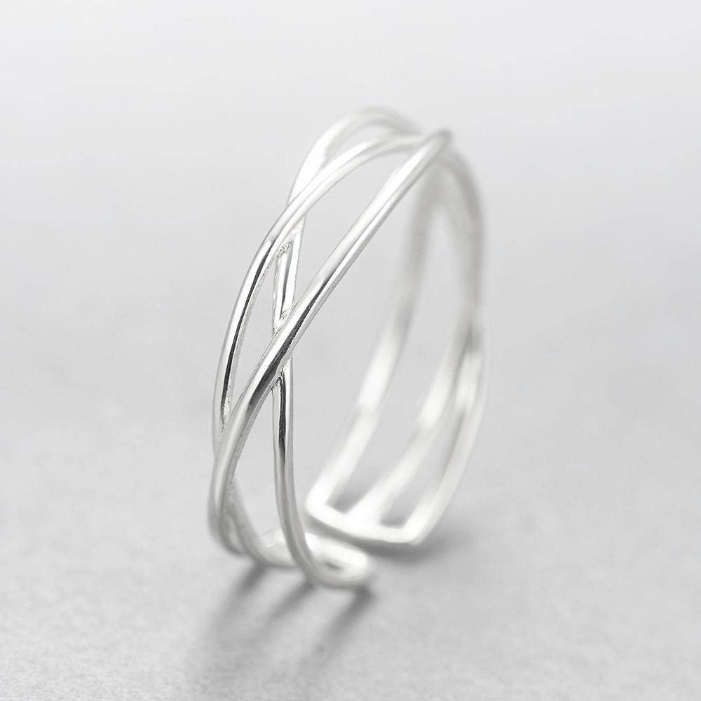 Bague en argent sterling avec fil tissé