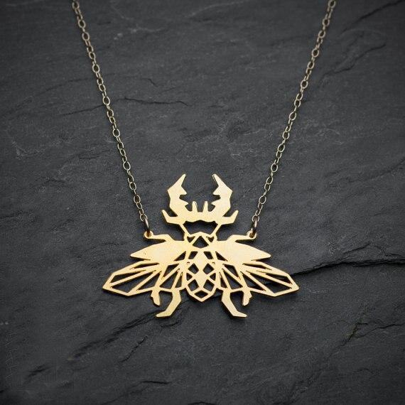 Geometric Beetle Necklace