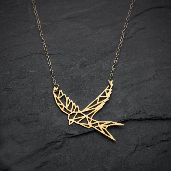 Geometric Martin Bird Necklace