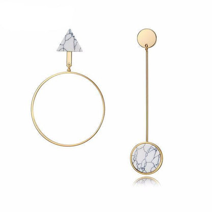 Boucles d'oreilles pendantes asymétriques en or clair Viennois