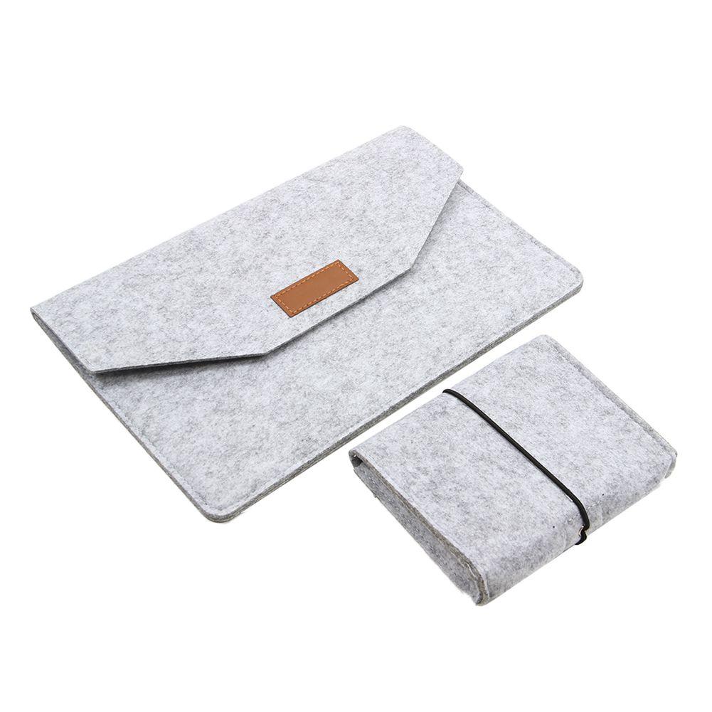 Housse pour ordinateur portable et sac à accessoires en feutre gris
