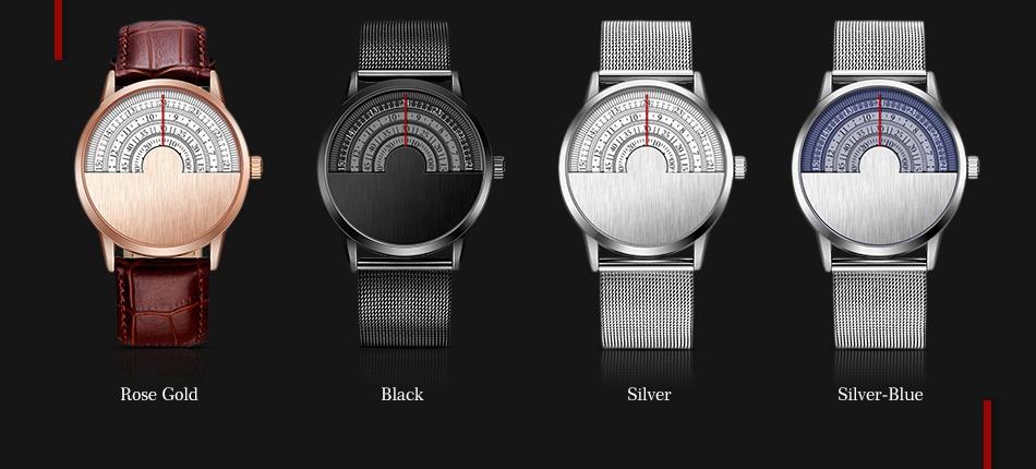 Half Face Stainless Steel Watch