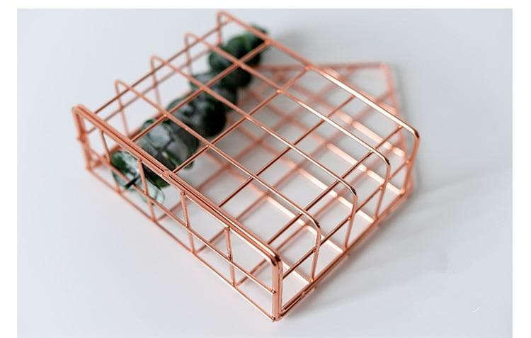 Rose Gold Color Stainless Steel Storage Box and Office Desk Organizer