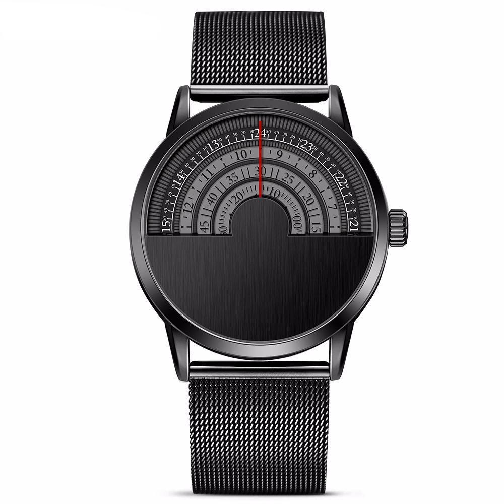 Montre demi-cadran en acier inoxydable