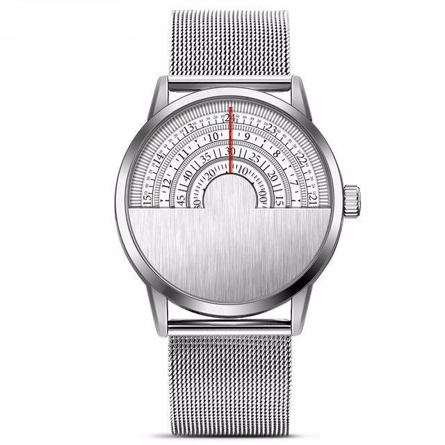 Montre demi-cadran en acier inoxydable