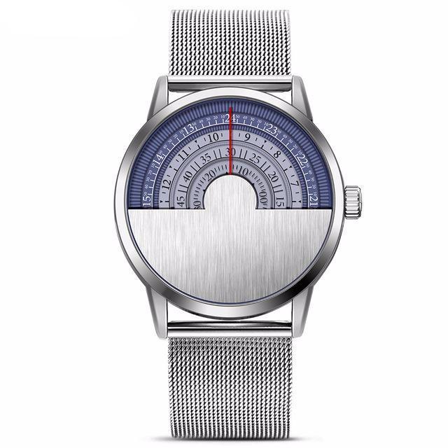 Montre demi-cadran en acier inoxydable