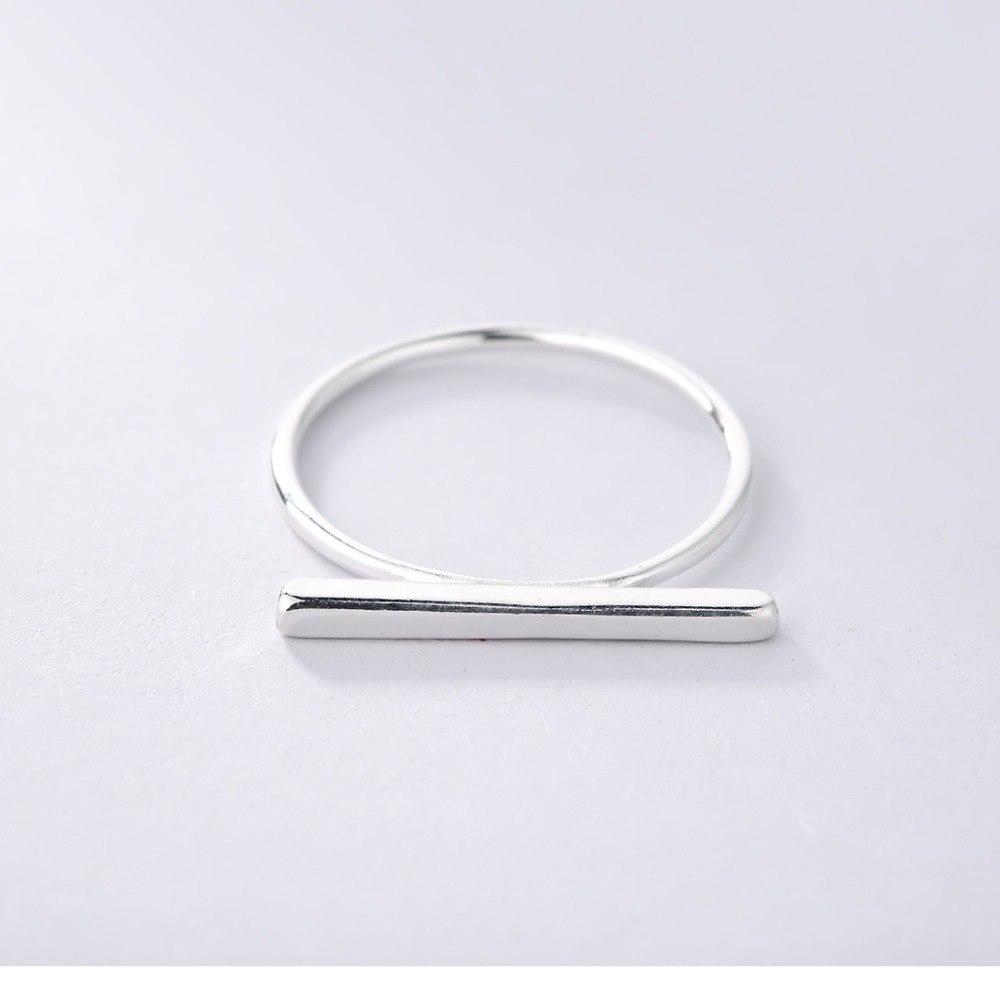 Minimalist 925 Sterling Silver Simple Bar Ring