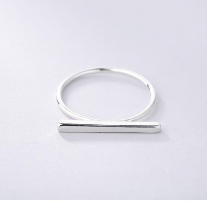 Minimalist 925 Sterling Silver Simple Bar Ring